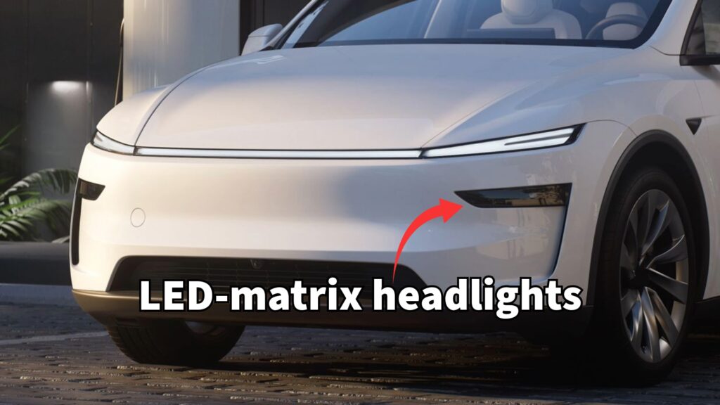 The New Tesla Model Y features Adaptive Matrix Headlights