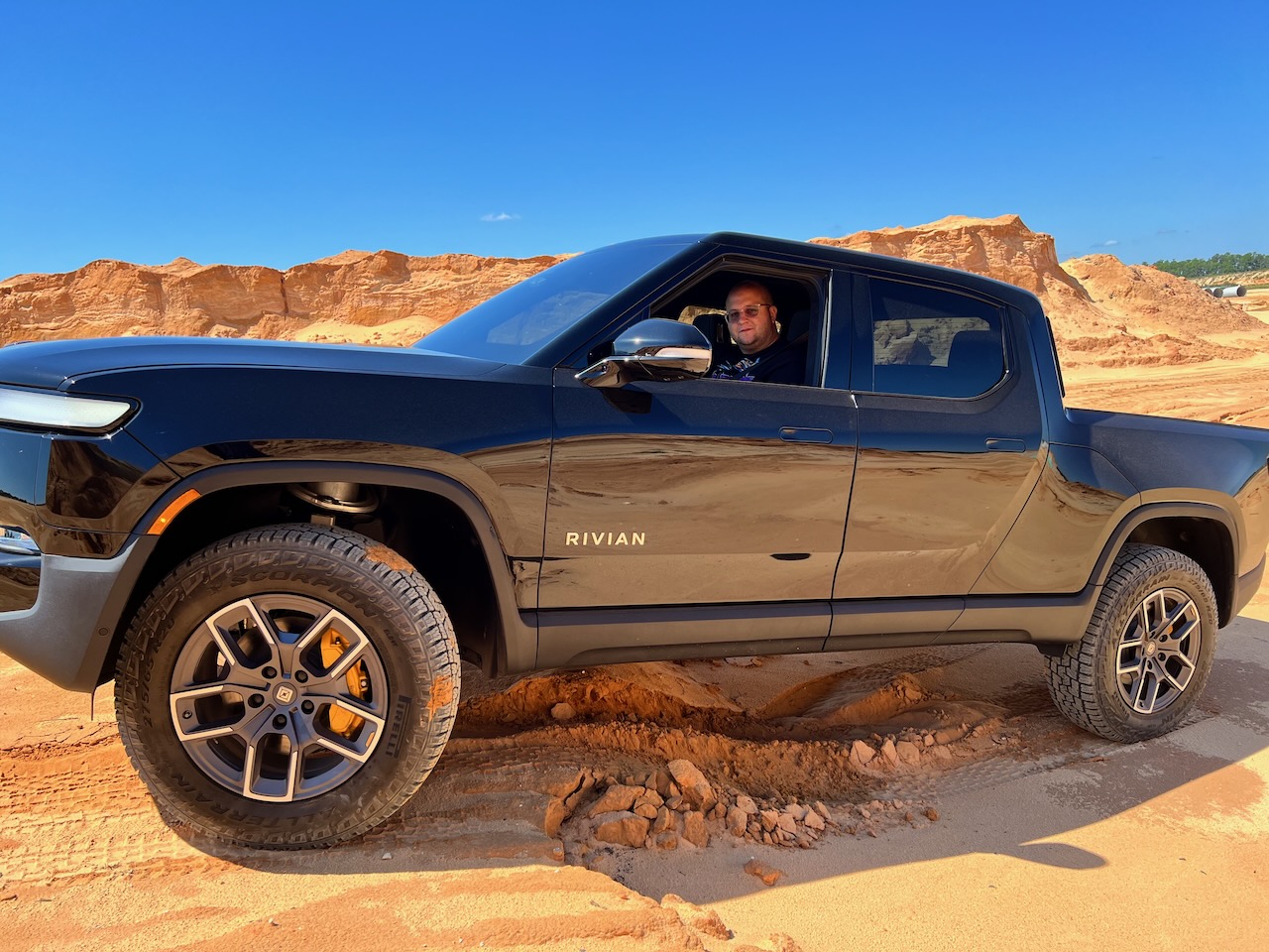 Jose with his Gen 1 Rivian R1T on delivery day
