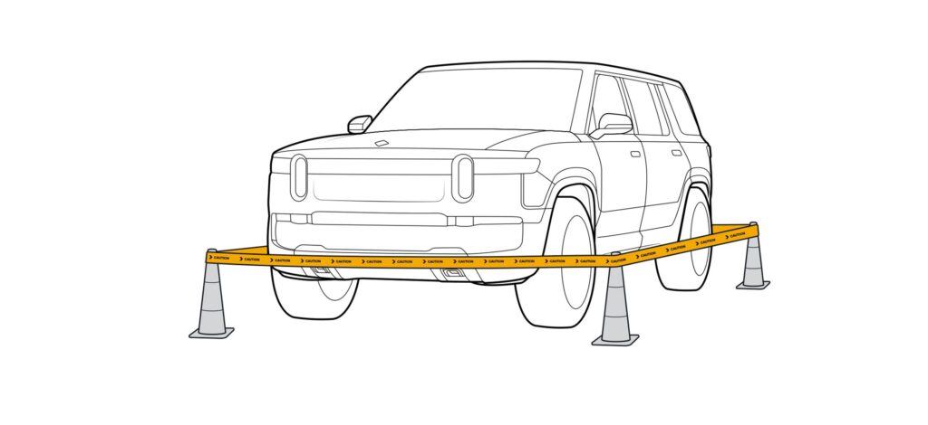 Rivian Caution Tape Illustration