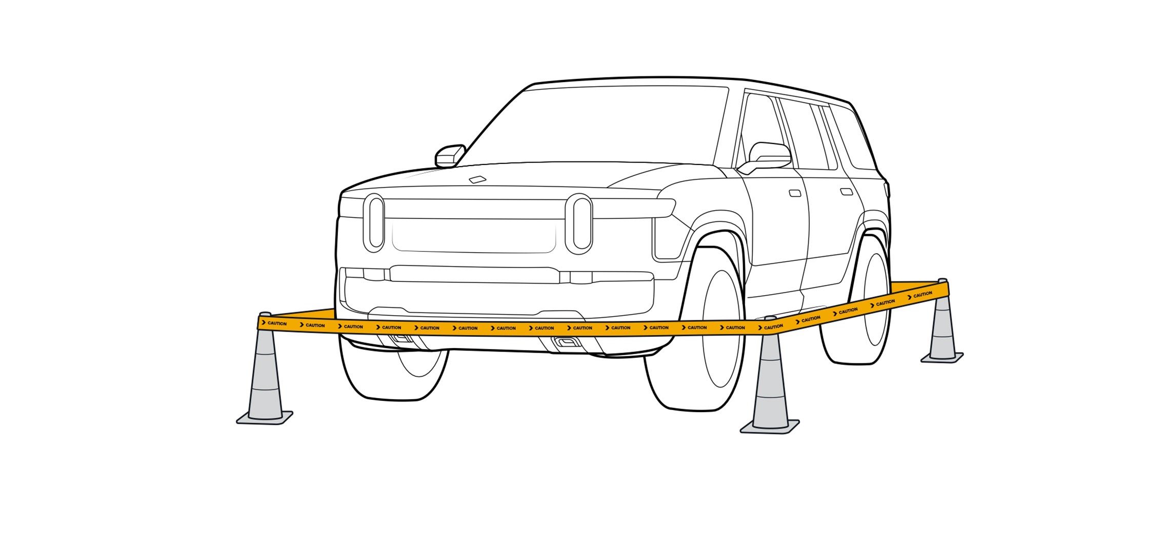 Rivian Caution Tape Illustration
