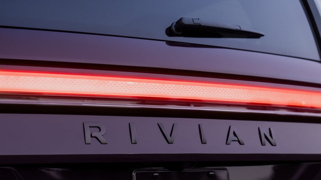 Rivian R1S in Borealis paint color