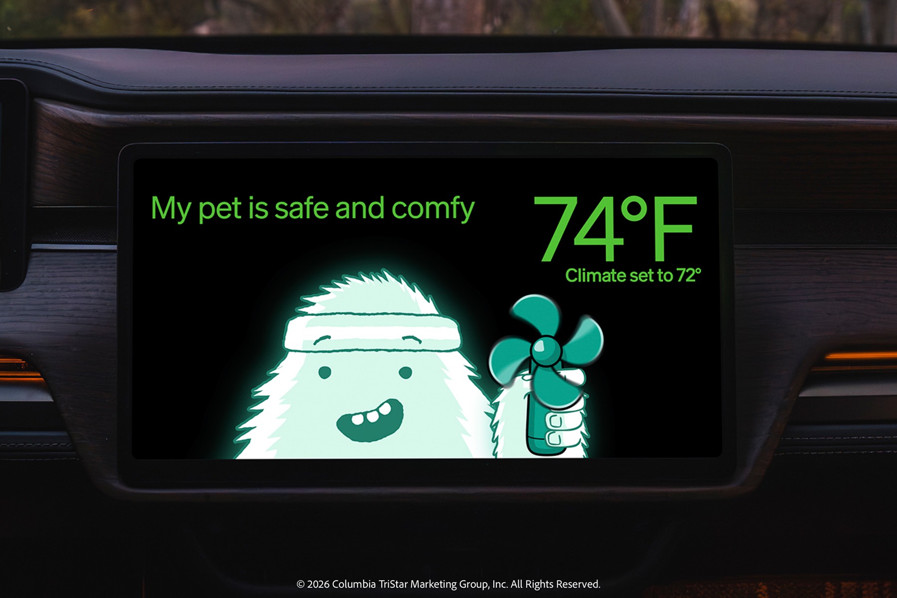 Ghostbusters themed Pet Mode screen on a Rivian display